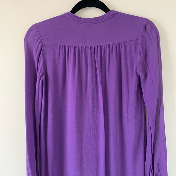 Aritzia Babaton Shirt Dress Button Down front Silk Long sleeve Purple Size XXS - Picture 9 of 16
